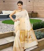 RSV fabrics kerala kasavu cotton saree with running blouse