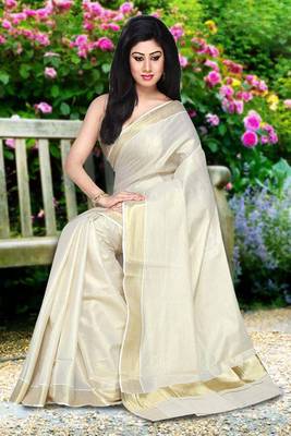 RSV fabrics kerala kasavu cotton saree with running blouse 1