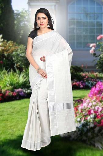 RSV fabrics kerala kasavu cotton saree with running blouse
