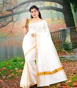 RSV fabrics kerala kasavu cotton saree with running blouse