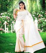 RSV fabrics kerala kasavu cotton saree with running blouse