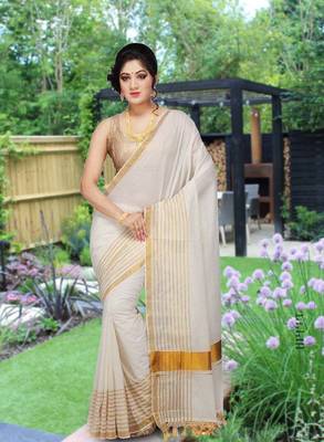 RSV fabrics kerala kasavu cotton saree with running blouse 1
