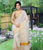 RSV fabrics kerala kasavu cotton saree with running blouse