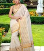 RSV fabrics kerala kasavu cotton saree with running blouse