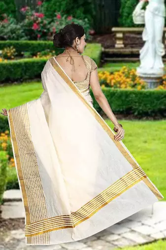 RSV fabrics kerala kasavu cotton saree with running blouse
