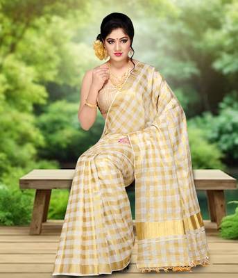 RSV fabrics kerala kasavu cotton saree with running blouse 1