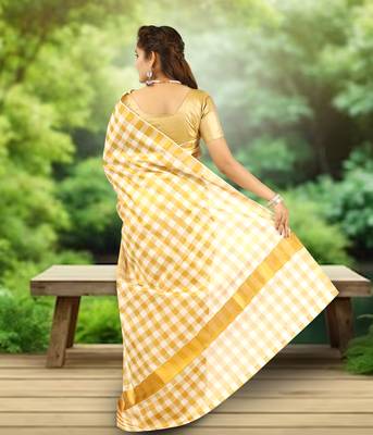 RSV fabrics kerala kasavu cotton saree with running blouse 2