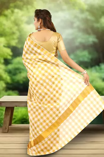 RSV fabrics kerala kasavu cotton saree with running blouse