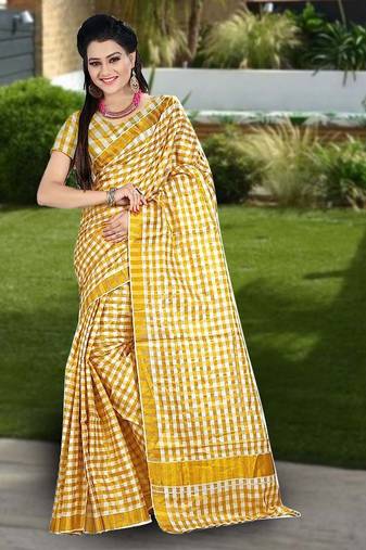 RSV fabrics kerala kasavu cotton saree with running blouse