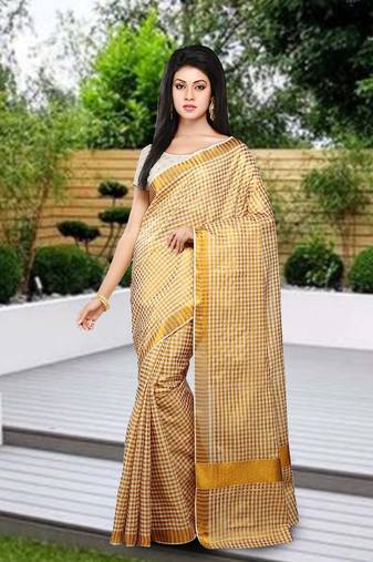RSV fabrics kerala kasavu cotton saree with running blouse