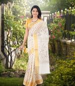 RSV fabrics kerala kasavu cotton saree with running blouse