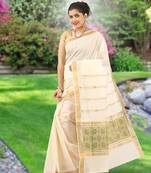 RSV fabrics kerala kasavu cotton saree with running blouse