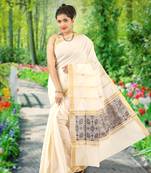 RSV fabrics kerala kasavu cotton saree with running blouse