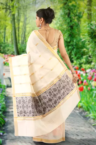 RSV fabrics kerala kasavu cotton saree with running blouse