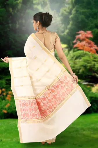 RSV fabrics kerala kasavu cotton saree with running blouse