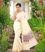 RSV fabrics kerala kasavu cotton saree with running blouse