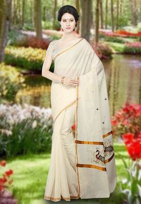 RSV fabrics kerala kasavu cotton saree with running blouse 1