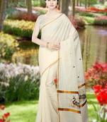 RSV fabrics kerala kasavu cotton saree with running blouse