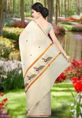 RSV fabrics kerala kasavu cotton saree with running blouse 2