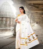 RSV fabrics kerala kasavu cotton saree with running blouse