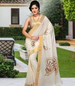 RSV fabrics kerala kasavu cotton saree with running blouse
