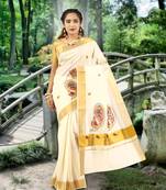RSV fabrics kerala kasavu cotton saree with running blouse