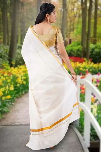 RSV fabrics kerala kasavu cotton saree with running blouse