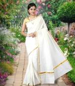 RSV fabrics kerala kasavu cotton saree with running blouse