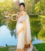 RSV fabrics kerala kasavu cotton saree with running blouse