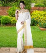 RSV fabrics kerala kasavu cotton saree with running blouse