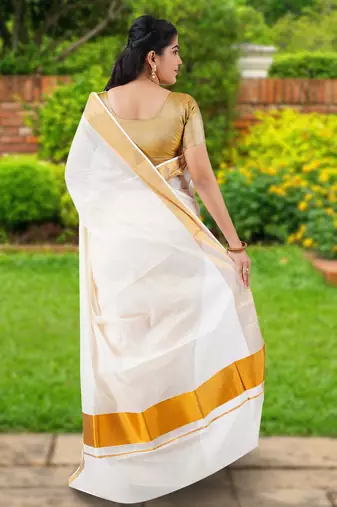 RSV fabrics kerala kasavu cotton saree with running blouse