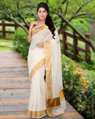 RSV fabrics kerala kasavu cotton saree with running blouse 1