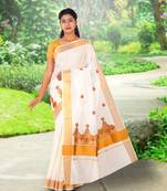 RSV fabrics kerala kasavu cotton saree with running blouse