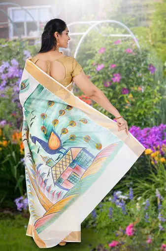 RSV fabrics kerala kasavu cotton saree with running blouse
