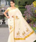 RSV fabrics kerala kasavu cotton saree with running blouse