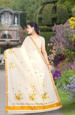 RSV fabrics kerala kasavu cotton saree with running blouse 2