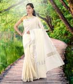 RSV fabrics kerala kasavu cotton saree with running blouse