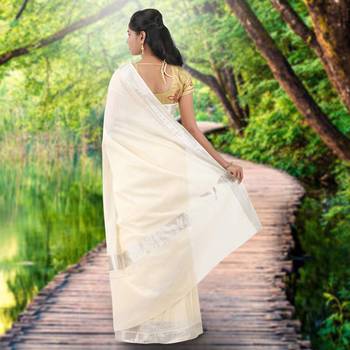 RSV fabrics kerala kasavu cotton saree with running blouse 2