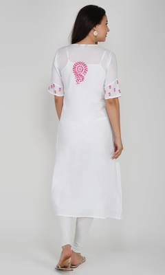  embroidered muslin ethnic dress a-line kurti multicolor 2