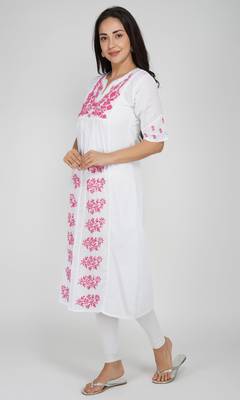  embroidered muslin ethnic dress a-line kurti multicolor 4