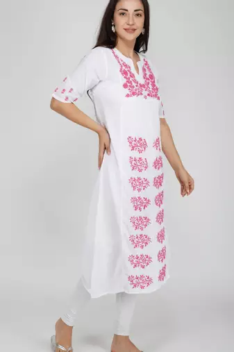  embroidered muslin ethnic dress a-line kurti multicolor