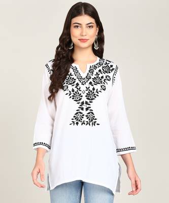  embroidered short cotton kurti 1