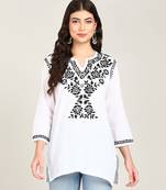 Vahson women chikan embroidery, embroidered short chikan cotton kurti