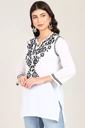  embroidered short cotton kurti
