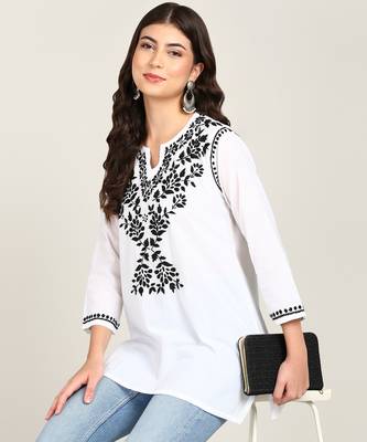 embroidered short cotton kurti 5