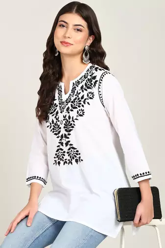  embroidered short cotton kurti