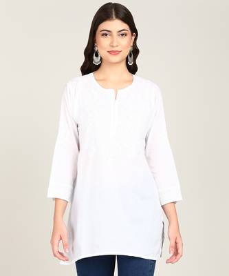  embroidered short cotton kurti 1