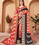 Multicolor digital printed pashmina saree with shawl