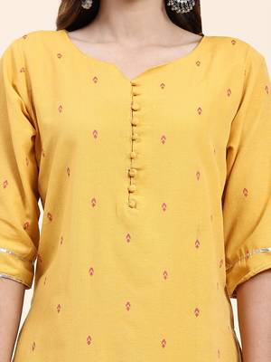 Women's cotton kurta plazzo dupatta set - graceful lace detailing and comfortable 3/4 sleeve 5