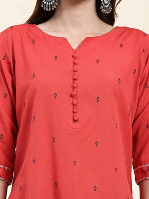 Women's cotton kurta plazzo dupatta set - graceful lace detailing and comfortable 3/4 sleeve 5